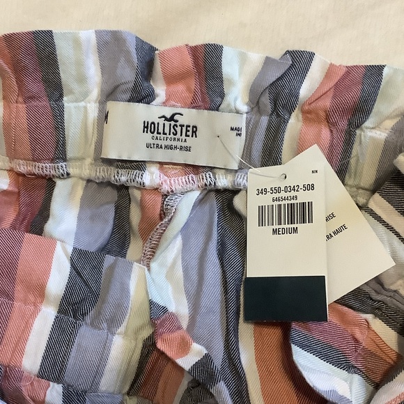 Hollister High Waist Striped Shorts - Pink, Gray, White - Picture 3 of 3